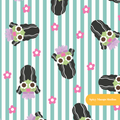 Teal Stripe Francine Halloween Seamless Pattern