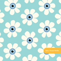 Aqua Evil Eye Daisy Floral Seamless Pattern