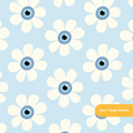 Light Blue Evil Eye Daisy Floral Seamless Pattern