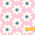 Pink Evil Eye Daisy Floral Seamless Pattern