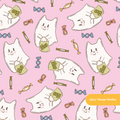 Lilac Halloween Ghost Kitty Seamless Pattern