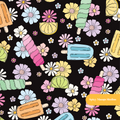 Black Popsicle Floral Seamless Pattern