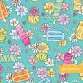 Teal Popsicle Floral Seamless Pattern