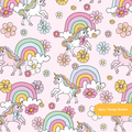 Light Pink Rainbow Unicorn Floral Seamless Pattern
