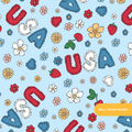 Light Blue USA Fourth of July Seamless Pattern