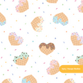 White Waffle Hearts Seamless Pattern