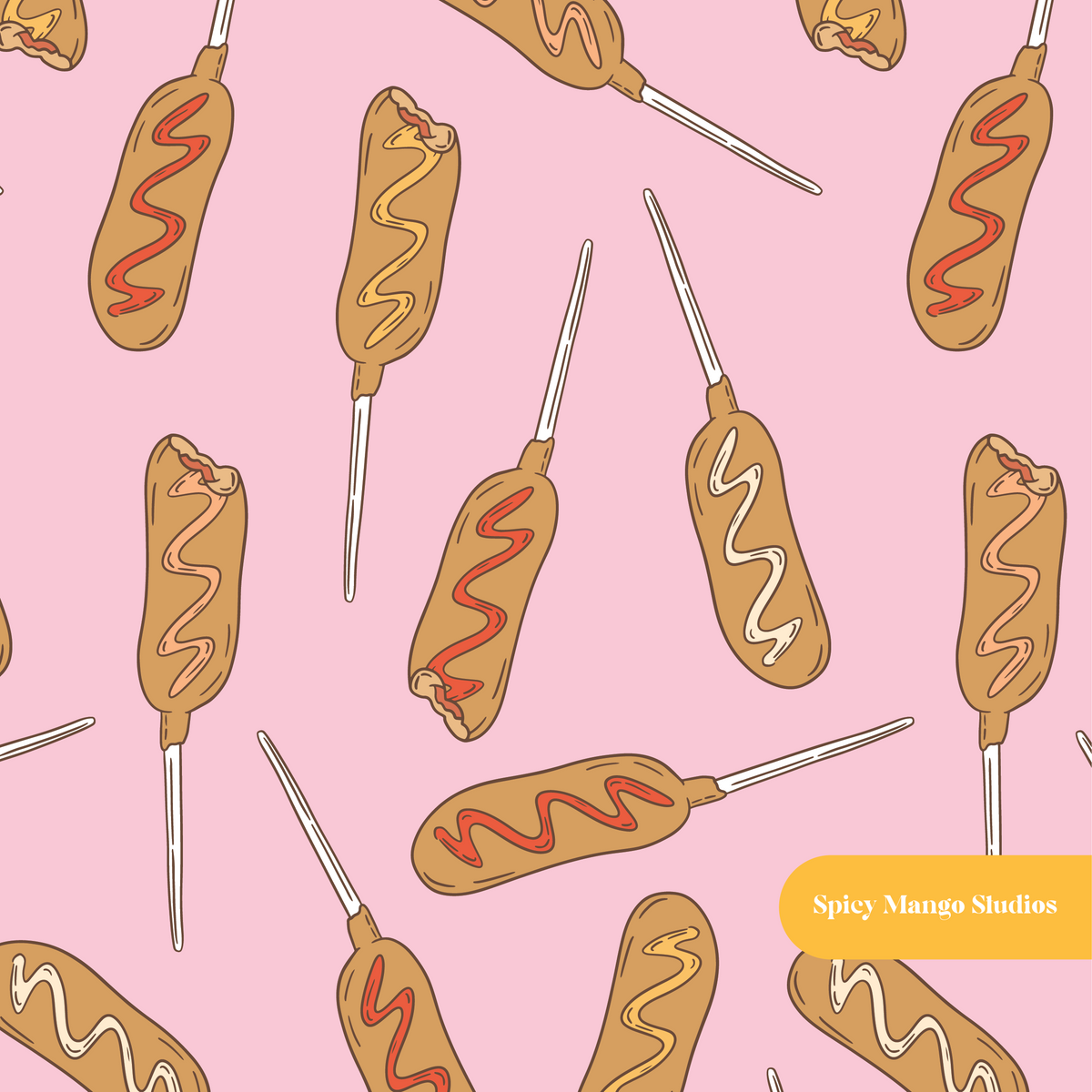 Pink Corndog Medley Seamless Pattern