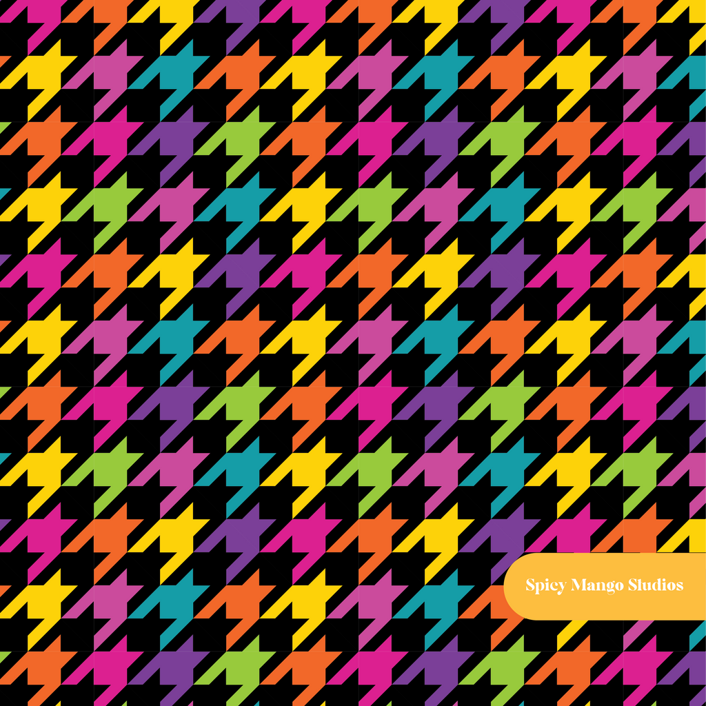 Black Rainbow Houndstooth Seamless Pattern